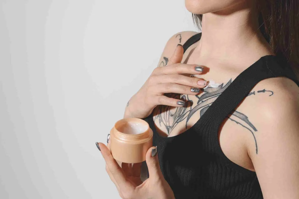 Tattoo removal cream applied to skin