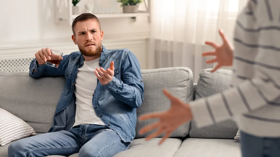Couple in a difficult conversation at home