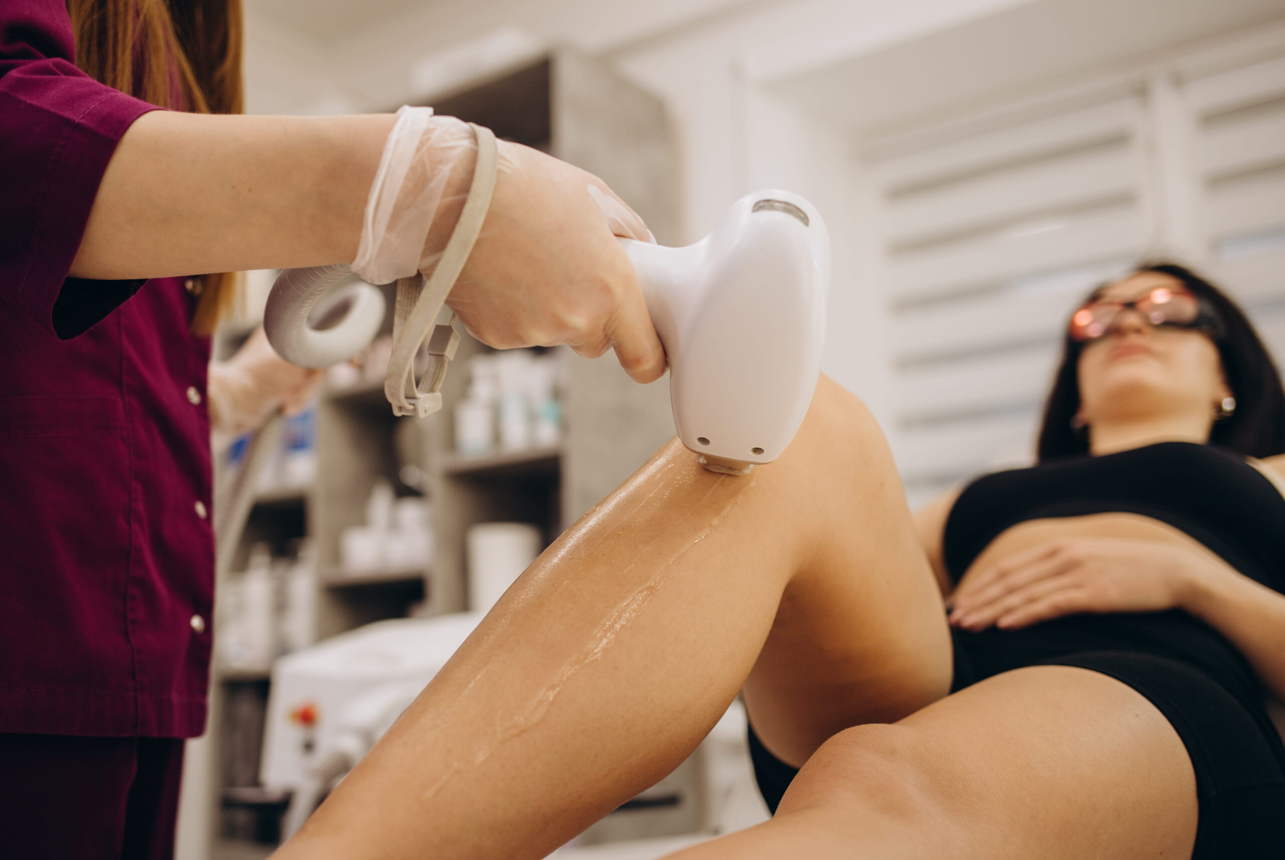 Woman Receiving Laser Hair Removal at Salon